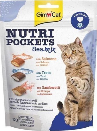 Gimcat Nutripockets Alabalıklı-Somonlu Yavru-Yetişkin Kuru Kedi Maması 150 gr