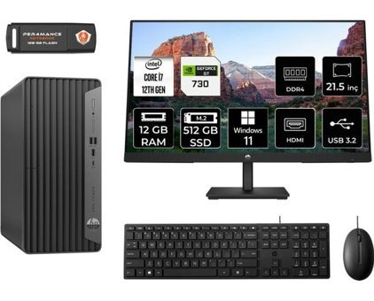 Hp Pro 400 G9 6U3M9EAMNT2357 Harici GeForce GT 730 Intel Core i7 12700 12 GB Ram 512 GB SSD Tower Windows 11 Home 21.5 inç Monitörlü Masaüstü Oyuncu Bilgisayarı + PER4 BELLEK