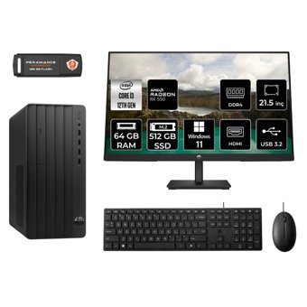 Hp Pro 290 G9 MA1EAD247 Harici Radeon RX 550 Intel Core i3 12100 64 GB Ram 512 GB SSD Tower Windows 11 Home 21.5 inç Monitörlü Masaüstü Oyuncu Bilgisayarı