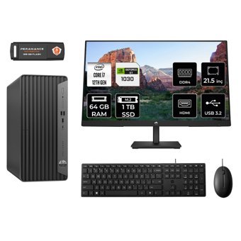 Hp Pro 400 G9 M9EAD498 Harici GeForce GT 1030 Intel Core i7 12700 64 GB Ram 1 TB SSD Tower FreeDos 21.5 inç Monitörlü Masaüstü Oyuncu Bilgisayarı