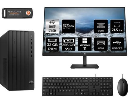 Hp Pro 290 G9 8T2X2ESMNT1376 Harici Radeon RX 550 Intel Core i7 13700 32 GB Ram 256 GB SSD Tower Windows 11 Home 21.5 inç Monitörlü Masaüstü Oyuncu Bilgisayarı + PER4 BELLEK