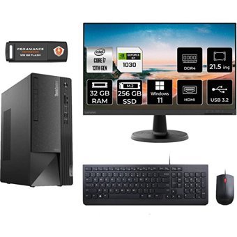 Lenovo Thinkcentre Neo 50T 12JD0008TRMNT3426 Harici GeForce GT 1030 Intel Core i7 13700 32 GB Ram 256 GB SSD Tower Windows 11 Pro 21.5 inç Monitörlü Masaüstü Oyuncu Bilgisayarı + PER4 BELLEK