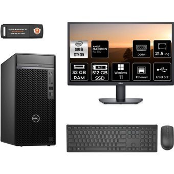 Dell Optiplex 7010MT N010O7010MTUMNT1427 Harici Radeon RX 550 Intel Core i5 13500 32 GB Ram 512 GB SSD Tower Windows 11 Pro 21.5 inç Monitörlü Masaüstü Oyuncu Bilgisayarı + PER4 BELLEK