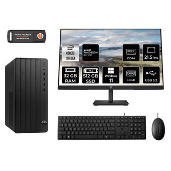 Hp Pro 290 G9 MX0ESD227 Harici Radeon RX 550 Intel Core i3 13100 32 GB Ram 512 GB SSD Tower Windows 11 Home 21.5 inç Monitörlü Masaüstü Oyuncu Bilgisayarı