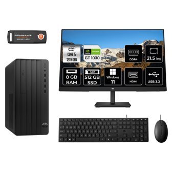 Hp Pro 290 G9 MA5EAD502 Harici GeForce GT 1030 Intel Core i5 12500 8 GB Ram 512 GB SSD Tower Windows 11 Home 21.5 inç Monitörlü Masaüstü Oyuncu Bilgisayarı