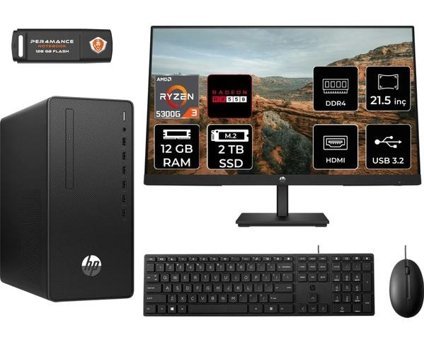 Hp 295 G9 6D391EAMNT1309 Harici Radeon RX 550 AMD Ryzen 3 5300G 12 GB Ram 2 TB SSD Tower FreeDos 21.5 inç Monitörlü Masaüstü Oyuncu Bilgisayarı + PER4 BELLEK