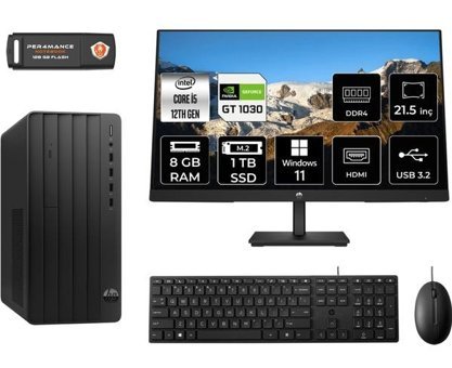 Hp Pro 290 G9 6D3A5EAMNT3353 Harici GeForce GT 1030 Intel Core i5 12500 8 GB Ram 1 TB SSD Tower Windows 11 Home 21.5 inç Monitörlü Masaüstü Oyuncu Bilgisayarı + PER4 BELLEK