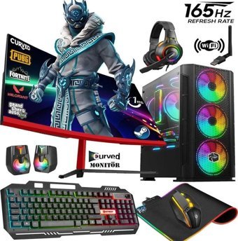 Zeiron Mostro X20 Harici GeForce GTX 1660 Super AMD Ryzen 5 5500 32 GB Ram 512 GB + 1 TB SSD Tower FreeDos 23.8 inç Monitörlü Masaüstü Oyuncu Bilgisayarı