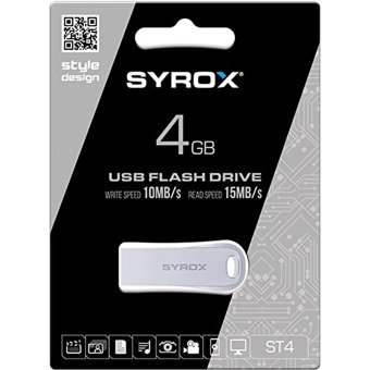 Syrox ST4 Style Desing USB 2.0 Usb Type-A 4 GB Flash Bellek Gümüş