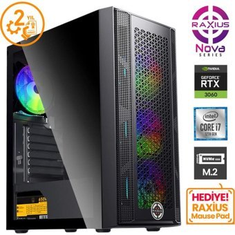 Raxius Nova G1 Harici GeForce RTX 3060 Intel Core i7 12700F 16 GB Ram 1 + 1 TB SSD Tower FreeDos Masaüstü Oyuncu Bilgisayarı