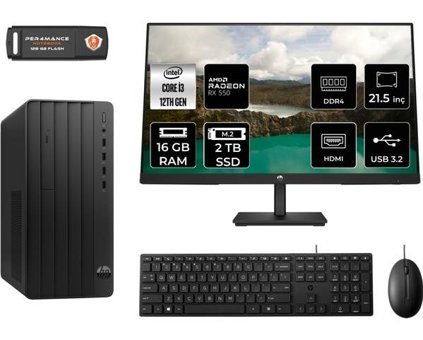 Hp Pro 290 G9 6D3A1EAMNT1314 Harici Radeon RX 550 Intel Core i3 12100 16 GB Ram 2 TB SSD Tower FreeDos 21.5 inç Monitörlü Masaüstü Oyuncu Bilgisayarı + PER4 BELLEK