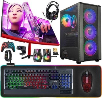 Turbox TX4895 Harici Radeon RX 560 AMD Ryzen 5 5500 16 GB Ram DDR4 512 GB SSD Tower FreeDos 23.6 inç Monitörlü Masaüstü Oyuncu Bilgisayarı