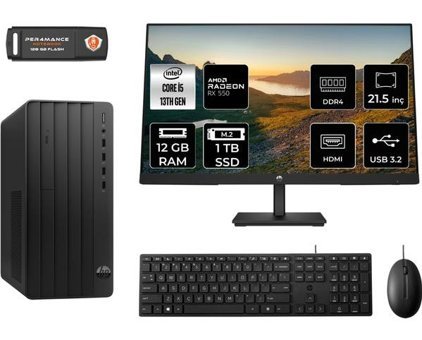 Hp Pro 290 G9 8T2W9ESMNT1308 Harici Radeon RX 550 Intel Core i5 13500 12 GB Ram 1 TB SSD Tower FreeDos 21.5 inç Monitörlü Masaüstü Oyuncu Bilgisayarı + PER4 BELLEK