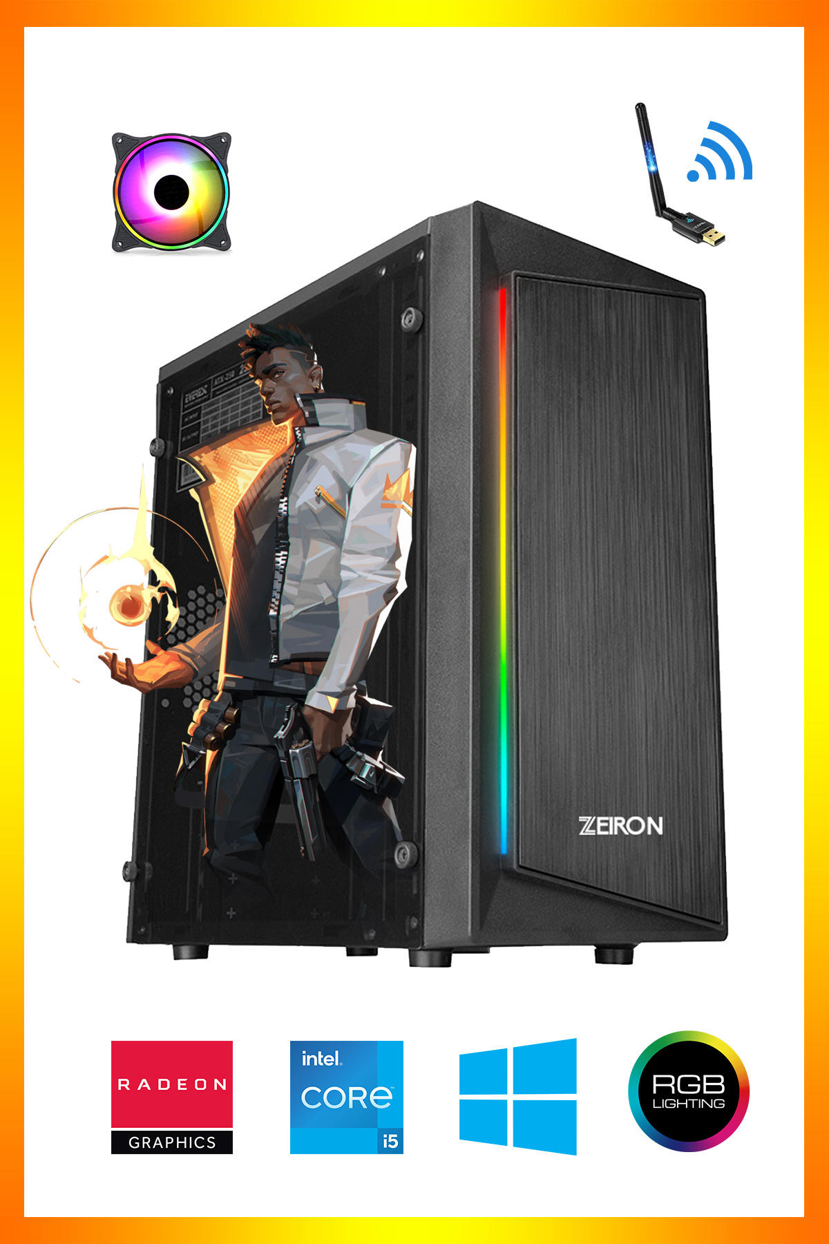 Zeiron RDX12 Harici Radeon RX 550 Intel Core i5 4570 16 GB Ram GDDR5 256 GB SSD Tower FreeDos Masaüstü Oyuncu Bilgisayarı