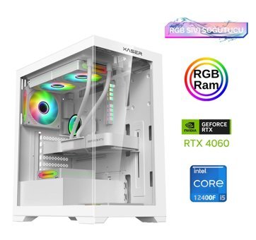 Xaser XSR802 Harici GeForce RTX 4060 Intel Core i5 12400F 16 GB Ram 512 GB SSD Tower FreeDos Masaüstü Oyuncu Bilgisayarı