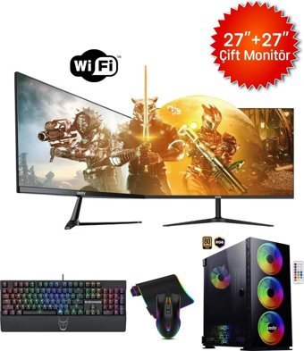 Izoly SUNE X Harici GeForce RTX 4060 AMD Ryzen 5 5500 32 GB Ram 512 + 256 GB SSD Tower FreeDos 27 inç Monitörlü Masaüstü Oyuncu Bilgisayarı