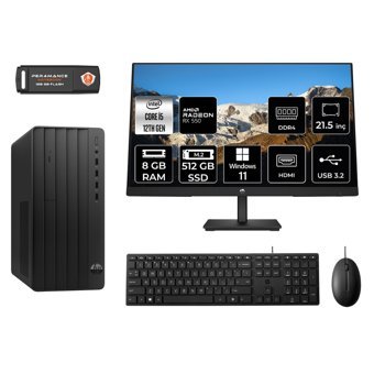 Hp Pro 290 G9 MA5EAD202 Harici Radeon RX 550 Intel Core i5 12500 8 GB Ram 512 GB SSD Tower Windows 11 Home 21.5 inç Monitörlü Masaüstü Oyuncu Bilgisayarı