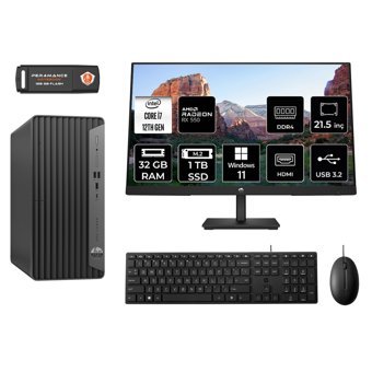 Hp Pro 400 G9 M9EAD228 Harici Radeon RX 550 Intel Core i7 12700 32 GB Ram 1 TB SSD Tower Windows 11 Home 21.5 inç Monitörlü Masaüstü Oyuncu Bilgisayarı