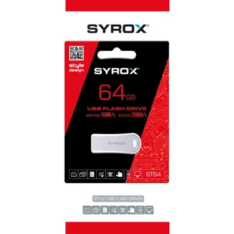 Syrox ST64 Style Desing USB 2.0 Usb Type-A 64 GB Flash Bellek Gümüş