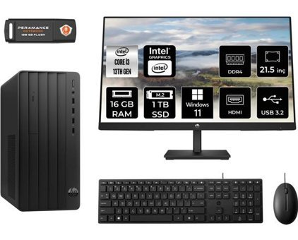 Hp Pro 290 G9 8T2X0ESMNT413 Dahili Intel UHD Graphics 730 Intel Core i3 13100 16 GB Ram 1 TB SSD Tower Windows 11 Pro 21.5 inç Monitörlü Masaüstü Bilgisayar + PER4 BELLEK