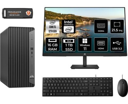 Hp Pro 400 G9 6U3M8EAMNT413 Dahili Intel UHD Graphics 730 Intel Core i5 12400 16 GB Ram 1 TB SSD Tower Windows 11 Pro 21.5 inç Monitörlü Masaüstü Bilgisayar + PER4 BELLEK