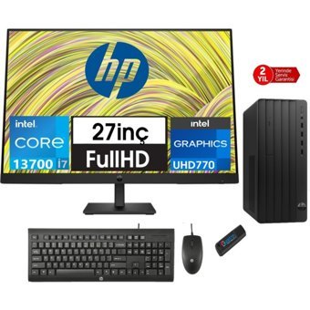 Hp 290 Pro G9 7624A8ET15 Dahili Intel UHD Graphics 770 Intel Core i7 13700 32 GB Ram 4 TB SSD Tower FreeDos 27 inç Monitörlü Masaüstü Bilgisayar + Zetta Flash Bellek