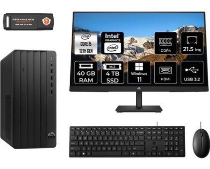 Hp Pro 290 G9 6D3A5EAMNT390 Dahili Intel UHD Graphics 770 Intel Core i5 12500 40 GB Ram 4 TB SSD Tower Windows 11 Home 21.5 inç Monitörlü Masaüstü Bilgisayar + PER4 BELLEK