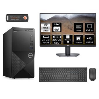 Dell Vostro 3910 MN3910D071 Dahili Intel UHD Graphics 730 Intel Core i5 12400 24 GB Ram 256 GB SSD Tower Windows 11 Home 21.5 inç Monitörlü Masaüstü Bilgisayar