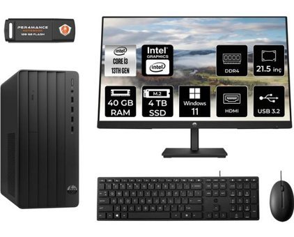 Hp Pro 290 G9 8T2X0ESMNT390 Dahili Intel UHD Graphics 730 Intel Core i3 13100 40 GB Ram 4 TB SSD Tower Windows 11 Home 21.5 inç Monitörlü Masaüstü Bilgisayar + PER4 BELLEK