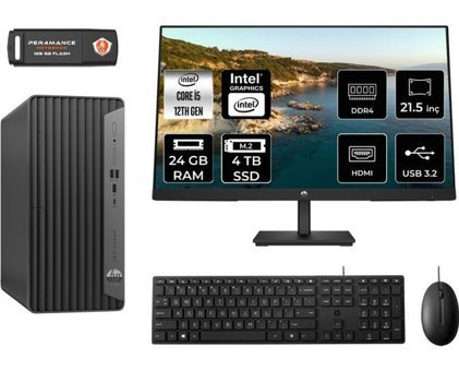 Hp Pro 400 G9 6U3M8EAMNT325 Dahili Intel UHD Graphics 730 Intel Core i5 12400 24 GB Ram 4 TB SSD Tower FreeDos 21.5 inç Monitörlü Masaüstü Bilgisayar + PER4 BELLEK