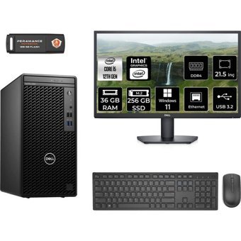 Dell Optiplex 3000MT N010O3000MTACMNT431 Dahili Intel UHD Graphics 770 Intel Core i5 12500 36 GB Ram 256 GB SSD Tower Windows 11 Pro 21.5 inç Monitörlü Masaüstü Bilgisayar + PER4 BELLEK