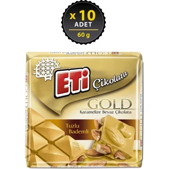 Eti Kare Bademli-Tuzlu Çikolata 60 gr 10 Adet