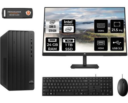 Hp Pro 290 G9 8T2X0ESMNT323 Dahili Intel UHD Graphics 730 Intel Core i3 13100 24 GB Ram 1 TB SSD Tower FreeDos 21.5 inç Monitörlü Masaüstü Bilgisayar + PER4 BELLEK