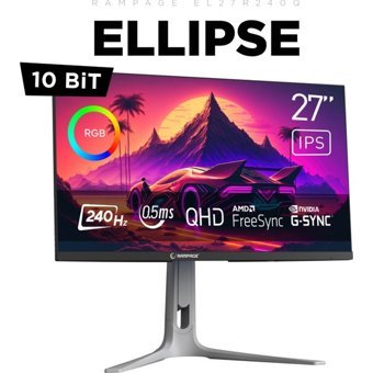 Rampage Ellipse EL27R240Q 240 Hz 0.5 ms 27 inç WQHD Flat IPS HDMI Freesync 2560x1440 px LED Monitör