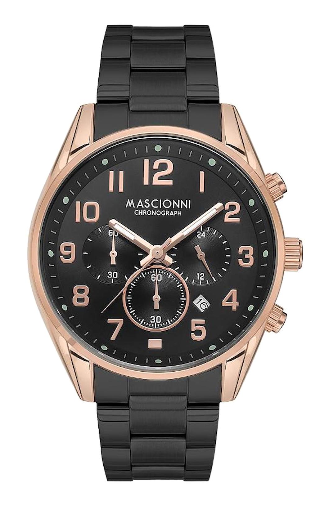 Mascionni M.1.1220.06 Takvimli 45 mm Siyah Metal Kordon Analog Erkek Kol Saati