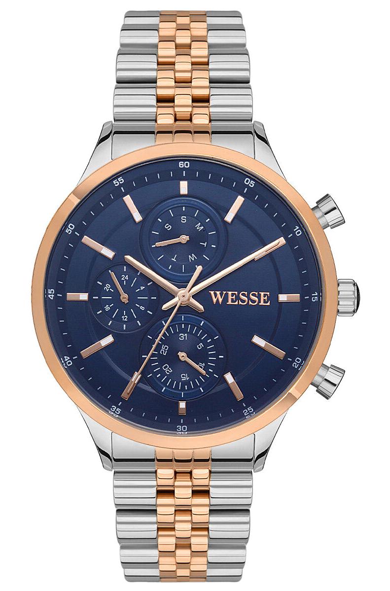 Wesse WWG207401 Pusulalı Takvimli 43 mm Gri-Rose Gold Çelik Kordon Analog Erkek Kol Saati