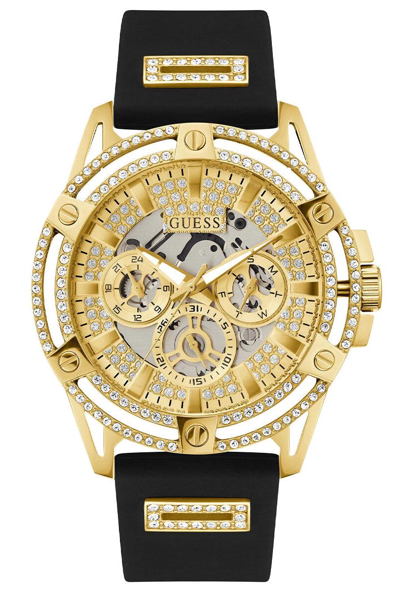 Guess GUGW0537G2 Pusulalı Takvimli Siyah Silikon Kordon Analog Erkek Kol Saati