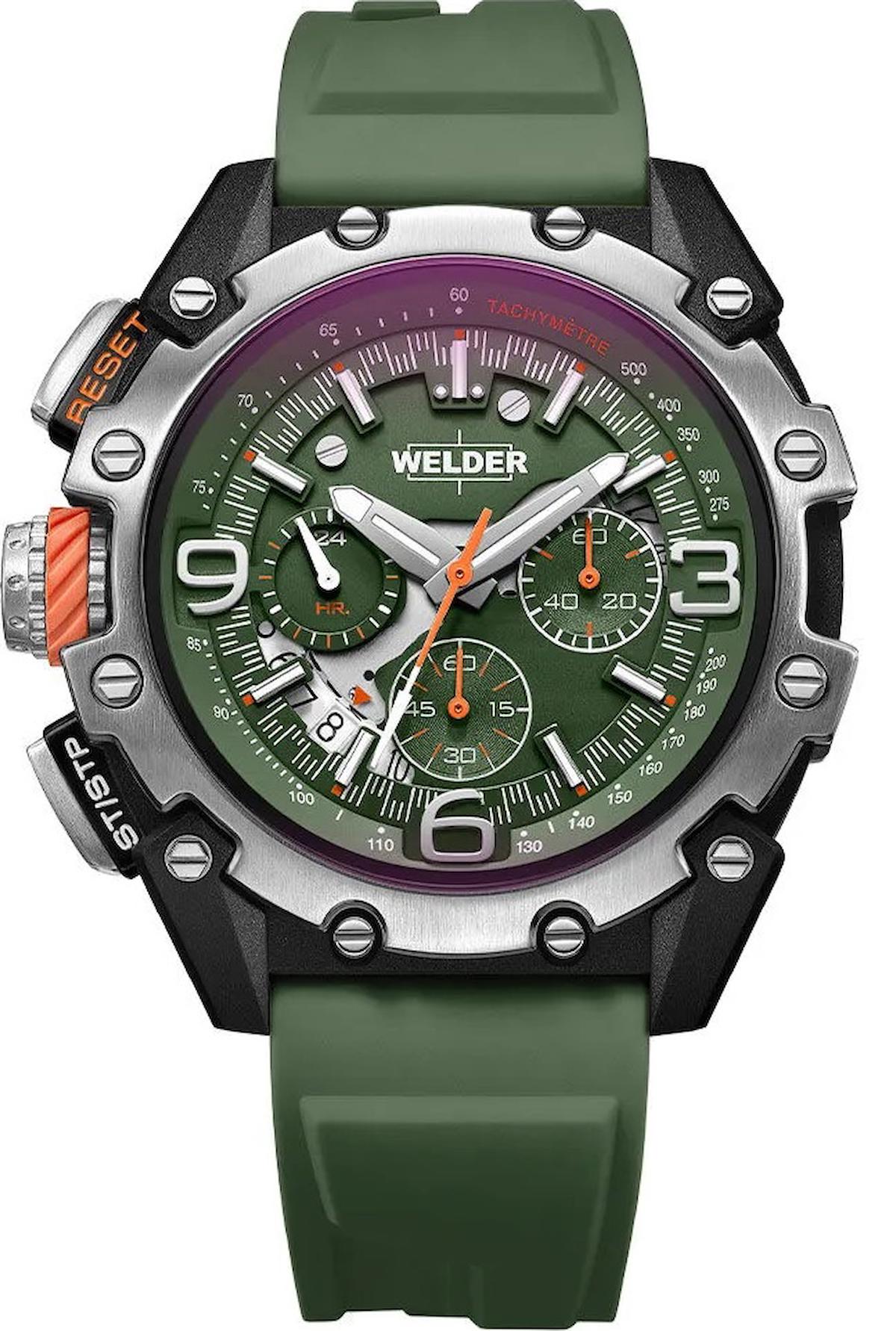 Welder Watch WWRR1007 Pusulalı Takvimli 46 mm Yeşil Silikon Kordon Analog Erkek Kol Saati