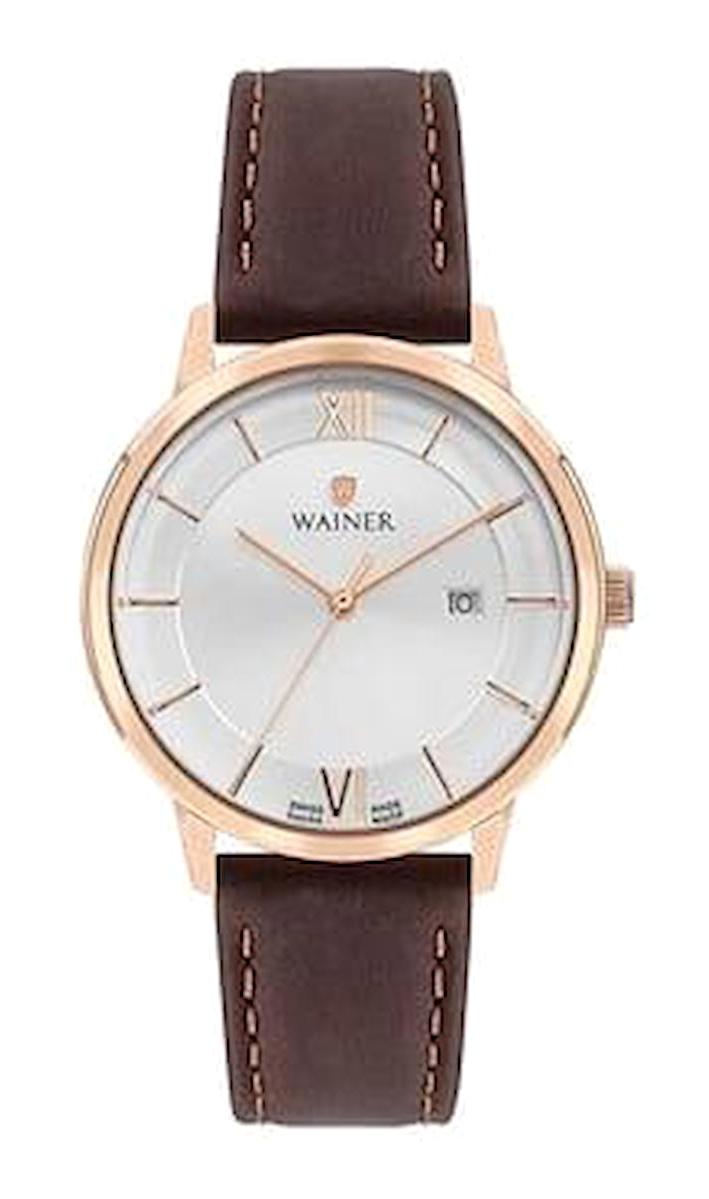 Wainer WA.11190-D Pusulalı Takvimli 40 mm Kahverengi Deri Kordon Analog Erkek Kol Saati