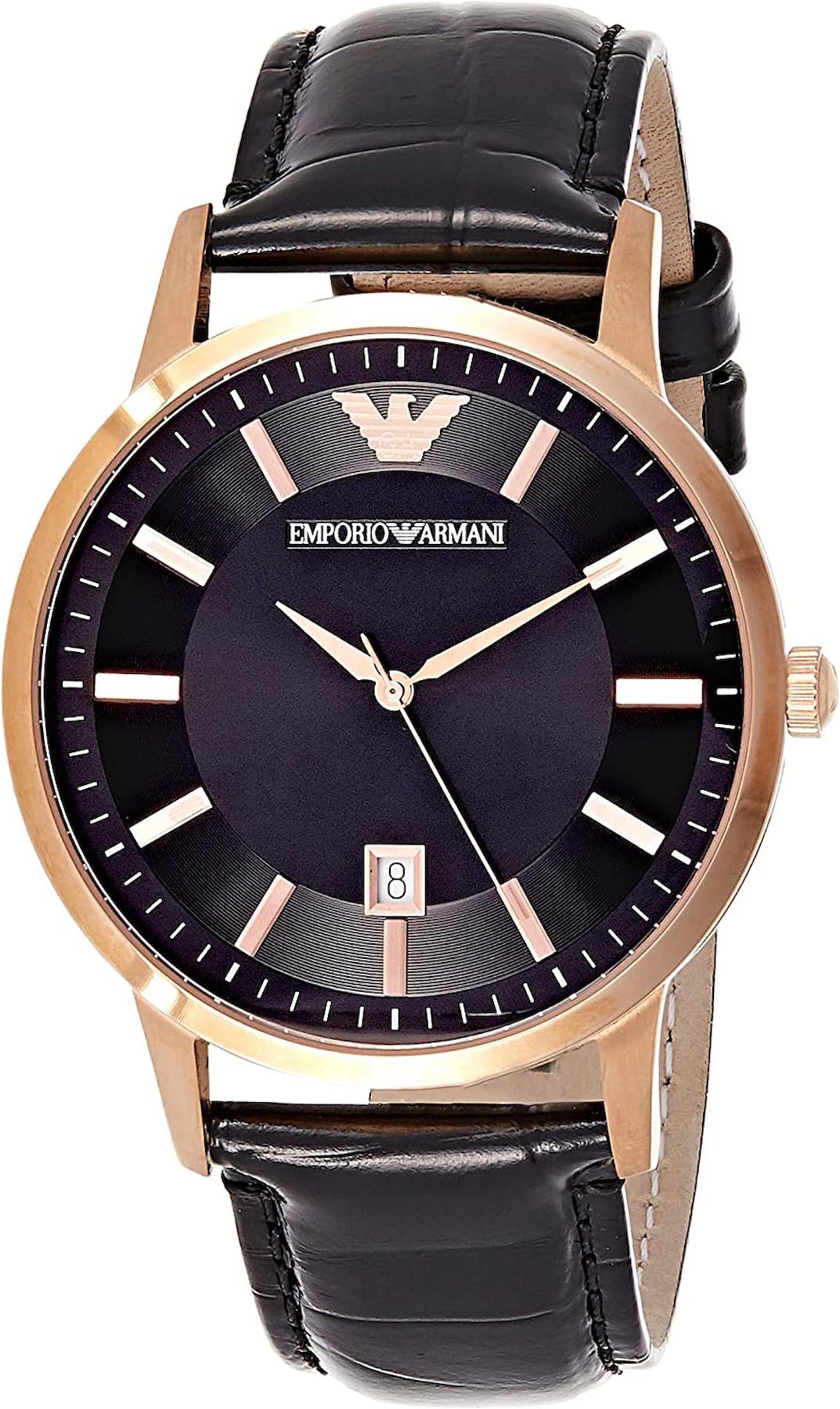 Emporio Armani AR2425 Takvimli 42 mm Siyah Deri Kordon Analog Kol Saati