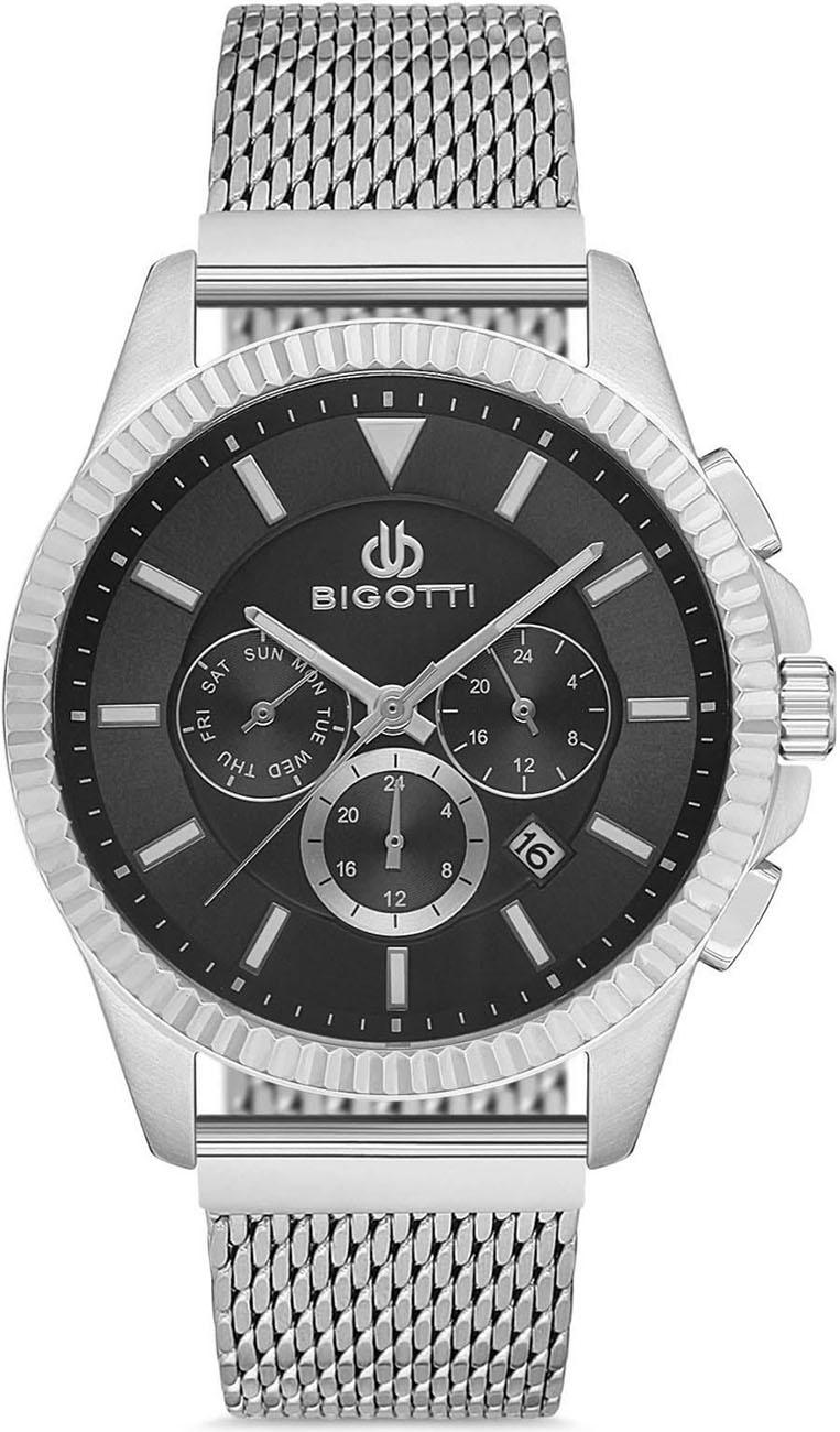 Bigotti BG.1.10122.2 Takvimli 42 mm Çelik-Hasır Kordon Analog Kol Saati