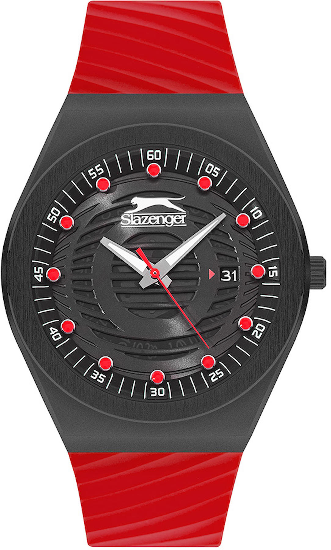 Slazenger SL.09.2221.1.07 Takvimli 44 mm Kırmızı Plastik Kordon Analog Erkek Kol Saati