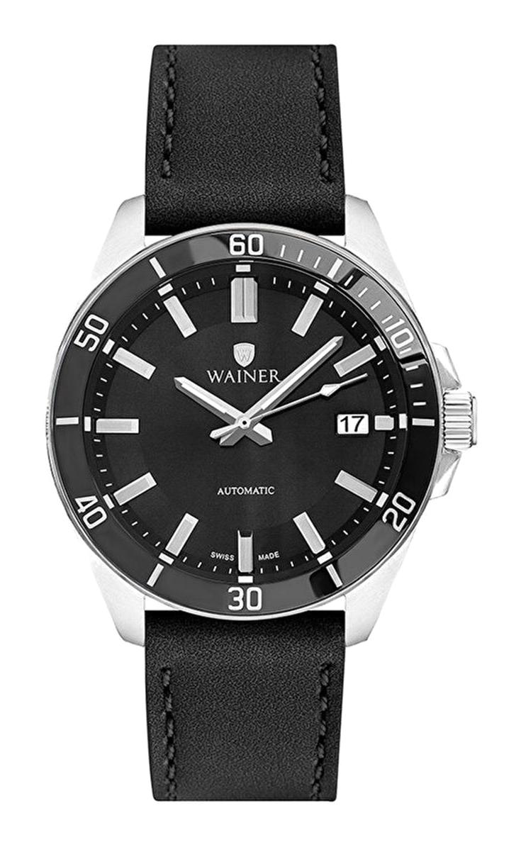 Wainer WA.25530-A Takvimli 44 mm Siyah Deri Kordon Analog Erkek Kol Saati