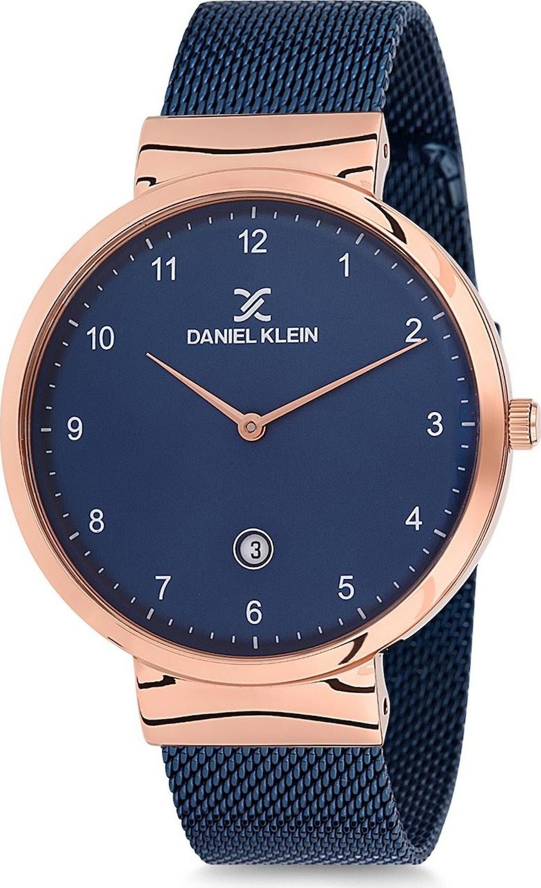 Daniel Klein DK012376H-03 Takvimli Lacivert Çelik Kordon Analog Erkek Kol Saati