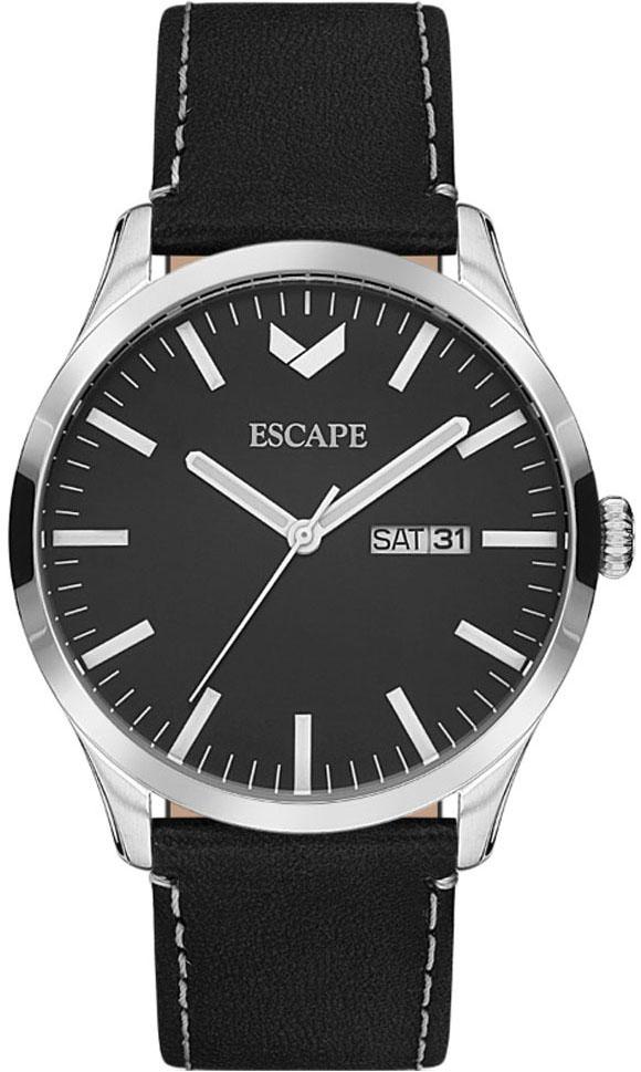 Escape EC1141-104 Takvimli Siyah Deri Kordon Analog Kol Saati