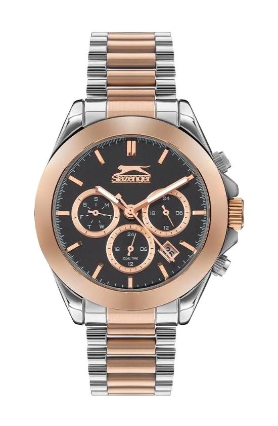 Slazenger SL.09.2064.2.02 Takvimli 45 mm Gri-Rose Gold Çelik Kordon Analog Erkek Kol Saati