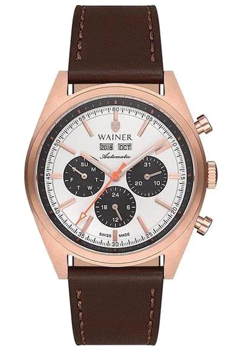 Wainer WA.25900-B Pusulalı Takvimli 42.5 mm Kahverengi Çelik Kordon Analog Erkek Kol Saati