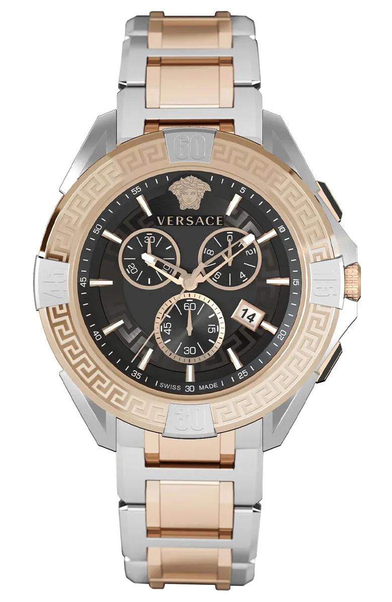 Versace VRSCVE5CA0523 Takvimli 46 mm Gri-Rose Gold Çelik Kordon Analog Erkek Kol Saati