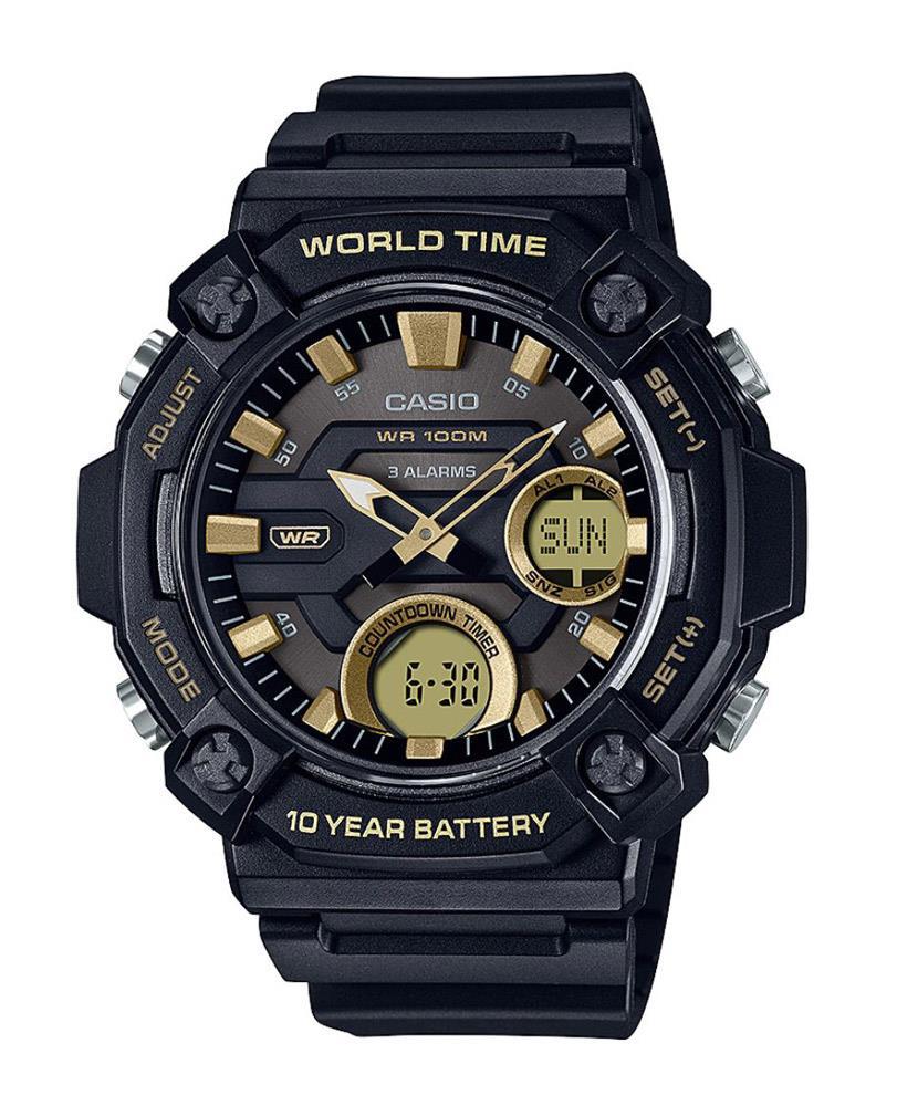 Casio AEQ-120W-9AVDF Takvimli 52.2 mm Siyah Silikon Kordon Analog Kol Saati