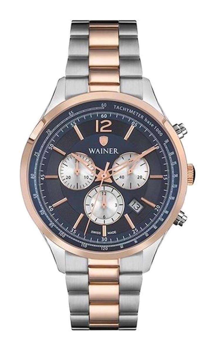 Wainer WA.12018-CM Pusulalı Takvimli 43 mm Gri-Rose Gold Metal Kordon Analog Erkek Kol Saati